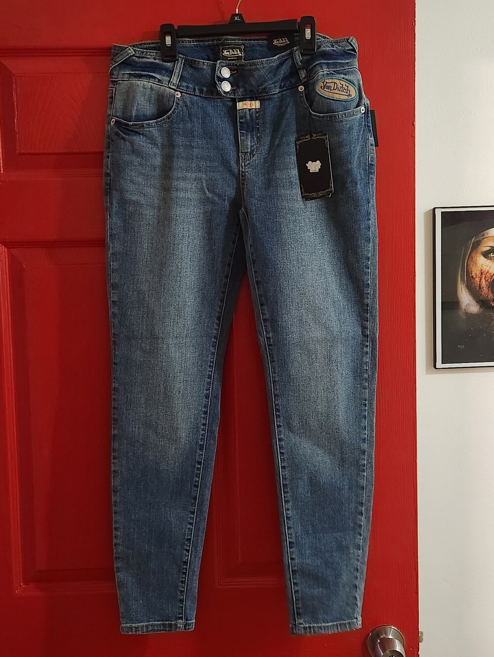 Von Dutch Women's Skinny Jeans in Mid Blue Wash